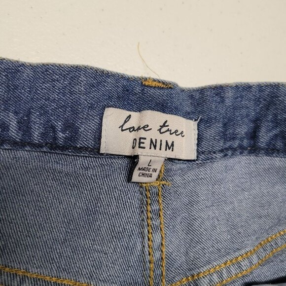 Love Tree High Waisted Demin Shorts Cuttoff Raw Hem Blue Jean Womens Large - Picture 3 of 7